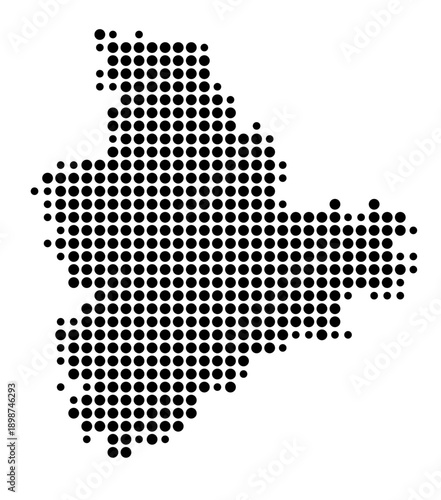Symbol Map of the Landkreis Main-Spessart (Bayern, Germany) showing the county with a pattern of just a few black dots