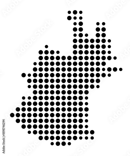 Symbol Map of the Kreisfreie Stadt Schweinfurt (Bayern, Germany) showing the county with a pattern of just a few black dots