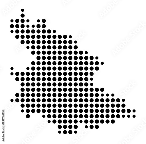 Symbol Map of the Kreisfreie Stadt Aschaffenburg (Bayern, Germany) showing the county with a pattern of just a few black dots