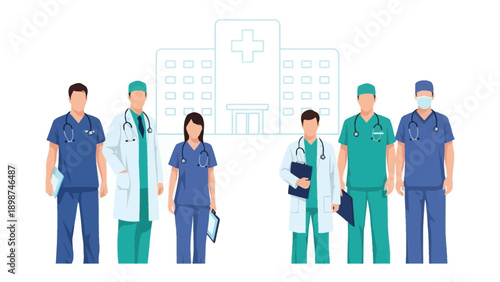 Healthcare Heroes: A dedicated team of medical professionals stand united, symbolizing the unwavering commitment to patient care and well-being.