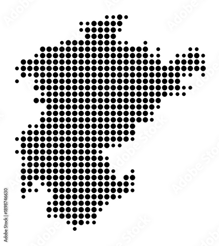 Symbol Map of the Landkreis Barnim (Brandenburg, Germany) showing the county with a pattern of just a few black dots