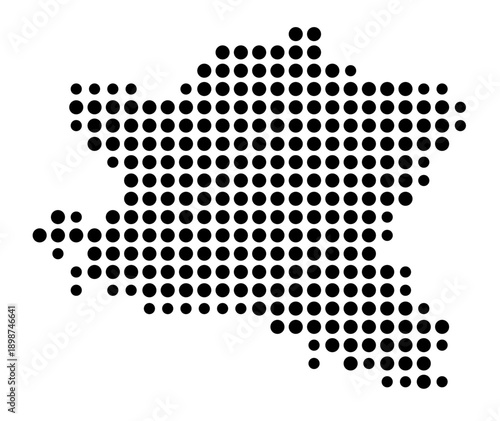 Symbol Map of the Kreisfreie Stadt Ansbach (Bayern, Germany) showing the county with a pattern of just a few black dots