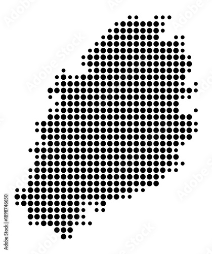 Symbol Map of the Landkreis Kulmbach (Bayern, Germany) showing the county with a pattern of just a few black dots