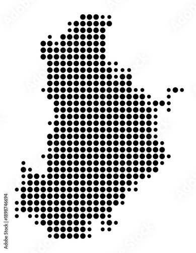 Symbol Map of the Landkreis Kronach (Bayern, Germany) showing the county with a pattern of just a few black dots