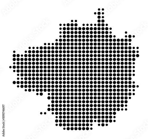 Symbol Map of the Landkreis Forchheim (Bayern, Germany) showing the county with a pattern of just a few black dots