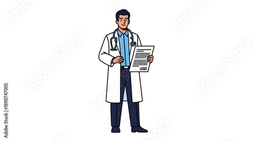 The Physician's Compassionate Expertise: A medical professional, adorned in a pristine white coat, holds medical records, symbolizing knowledge and healthcare with a focus on compassion.