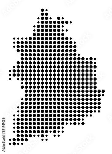 Symbol Map of the Landkreis Landsberg am Lech (Bayern, Germany) showing the county with a pattern of just a few black dots