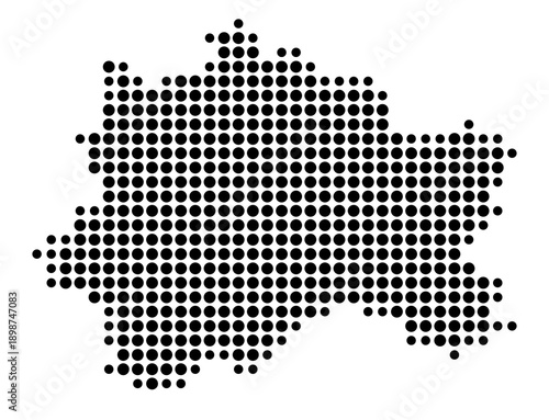 Symbol Map of the Landkreis Fuerstenfeldbruck (Bayern, Germany) showing the county with a pattern of just a few black dots