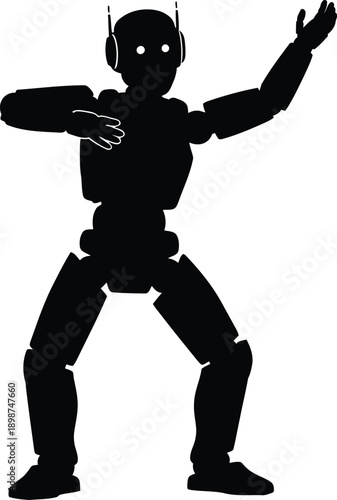 Robot dancing with dynamic movement and futuristic style