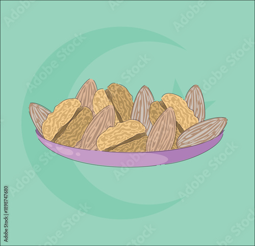 Presentation Of Mixed Nuts On Pastelcolored Plate With Delicate Shadows And Minimal Styling