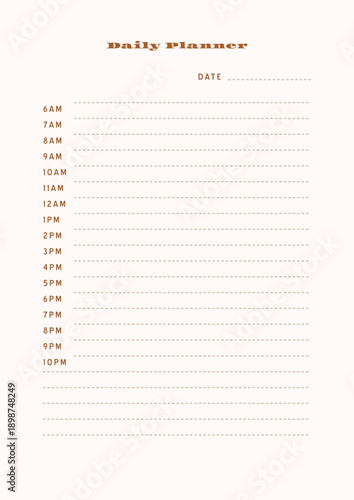 Minimalist abstract monochtome planner. Daily, weekly, monthly planner template. Blank printable vertical notebook page with space for notes and goals