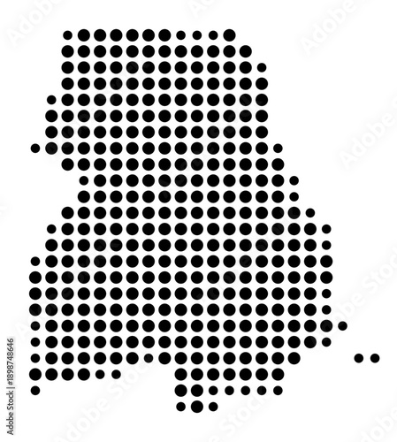 Symbol Map of the Kreisfreie Stadt Frankfurt (Oder) (Brandenburg, Germany) showing the county with a pattern of just a few black dots