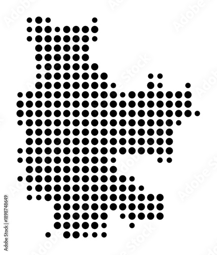 Symbol Map of the Kreisfreie Stadt Cottbus (Brandenburg, Germany) showing the county with a pattern of just a few black dots