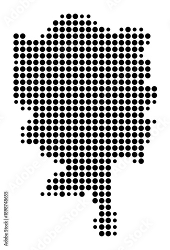 Symbol Map of the Landkreis Starnberg (Bayern, Germany) showing the county with a pattern of just a few black dots
