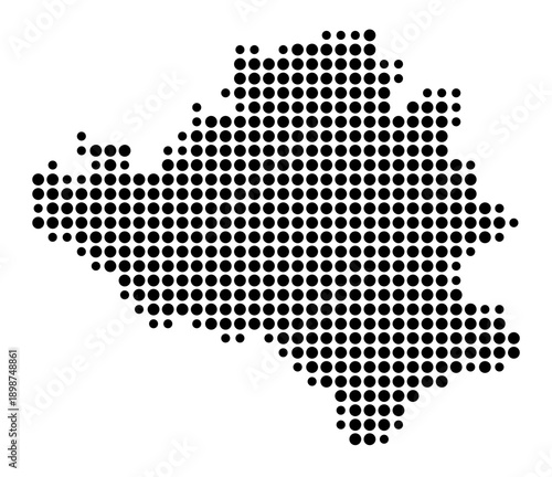 Symbol Map of the Landkreis Rottal-Inn (Bayern, Germany) showing the county with a pattern of just a few black dots