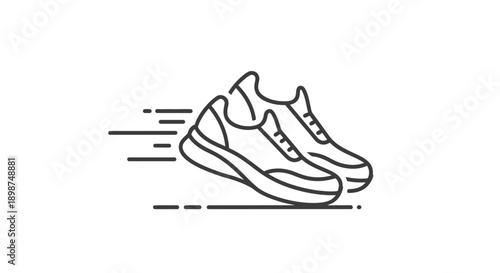 Simple Line Drawing of Running Shoes in Motion.