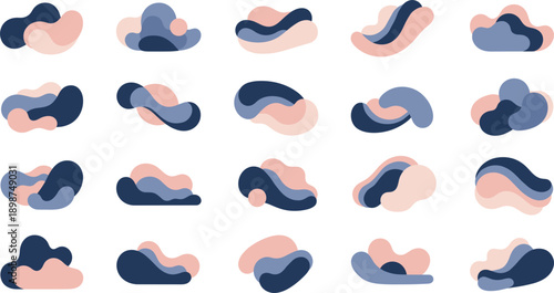 Abstract Fluid Organic Blob Shape Collection Modern Liquid Graphic Elements For Web Design Social Media Backgrounds Minimalist Soft Pastel Vector Set