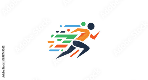 Dynamic Runner Illustration with Colorful Motion Lines.