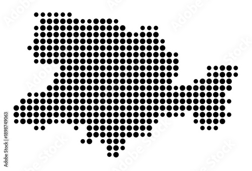Symbol Map of the Kreis Herford (Nordrhein-Westfalen, Germany) showing the county with a pattern of just a few black dots