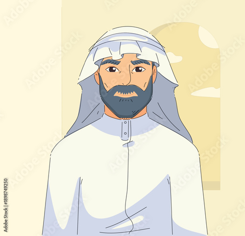 Composed Arab Businessman In Traditional Attire Projecting Success And Contemporary Corporate Values