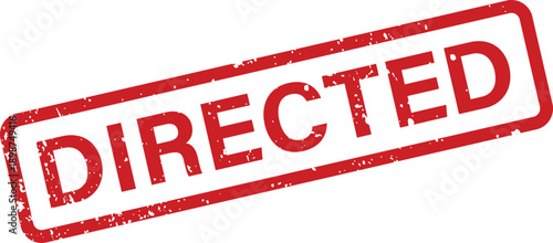 Red grunge style DIRECTED rubber stamp with textured effect isolated on a white surface