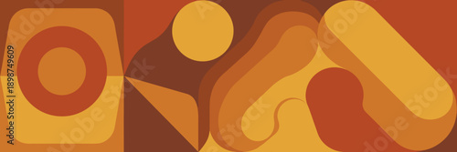 Retro geometric shapes with 1970s color palette – Suitable for vinyl cover art, fashion blogs, or mid-century design themes.