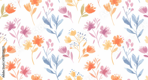 Each flower in the illustration radiates charm with its distinct hues