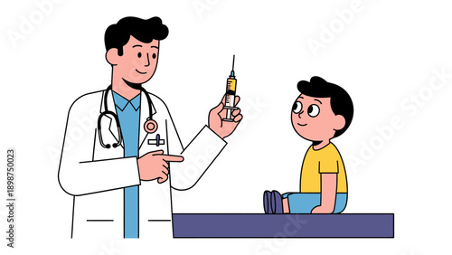The Pediatric Vaccination: A caring healthcare provider prepares to administer a vaccine to a young patient, illustrating the importance of preventive care in a friendly and reassuring environment.
