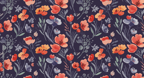 beautiful watercolor style flower leaf patterns wet. abstract beautiful seamless pattern illustration AI generated