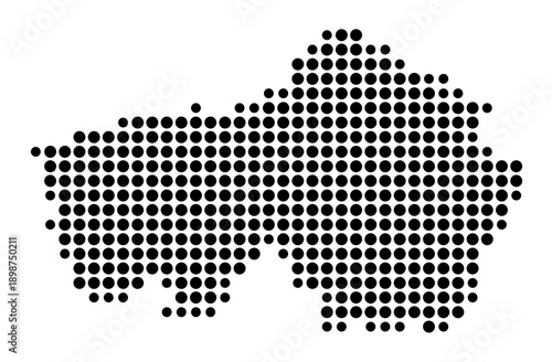 Symbol Map of the Landkreis Tirschenreuth (Bayern, Germany) showing the county with a pattern of just a few black dots