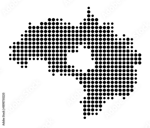 Symbol Map of the Landkreis Regensburg (Bayern, Germany) showing the county with a pattern of just a few black dots