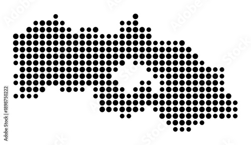 Symbol Map of the Landkreis Neustadt a.d.Waldnaab (Bayern, Germany) showing the county with a pattern of just a few black dots
