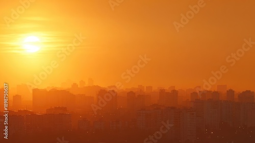 Wallpaper Mural City Skyline Covered in Orange Smog During Intense Heatwave at Sunset Torontodigital.ca