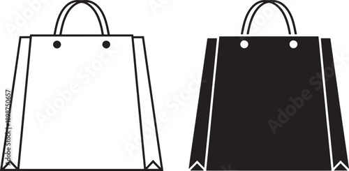 Shopping bags with handles white black retail