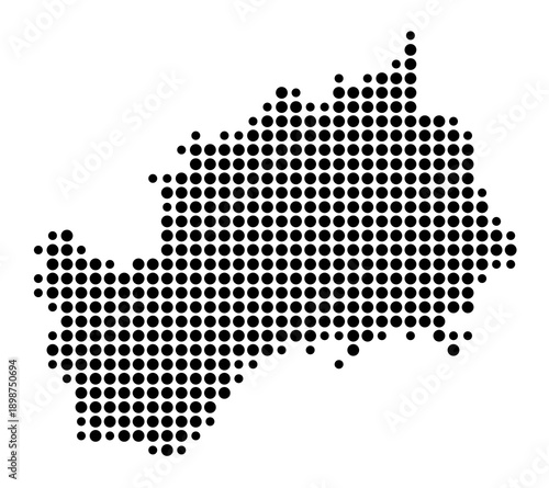 Symbol Map of the Landkreis Ahrweiler (Rheinland-Pfalz, Germany) showing the county with a pattern of just a few black dots