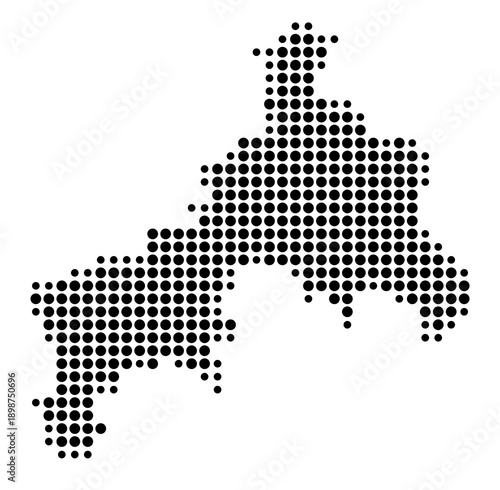 Symbol Map of the Landkreis Altenkirchen (Westerwald) (Rheinland-Pfalz, Germany) showing the county with a pattern of just a few black dots