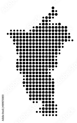 Symbol Map of the Landkreis Gross-Gerau (Hessen, Germany) showing the county with a pattern of just a few black dots