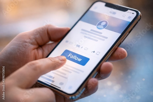 Wallpaper Mural Smartphone Screen with Social Media Follow Button Close Up Torontodigital.ca