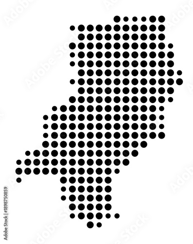 Symbol Map of the Kreisfreie Stadt Darmstadt (Hessen, Germany) showing the county with a pattern of just a few black dots