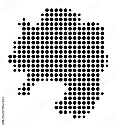 Symbol Map of the Kreisfreie Stadt Hagen (Nordrhein-Westfalen, Germany) showing the county with a pattern of just a few black dots
