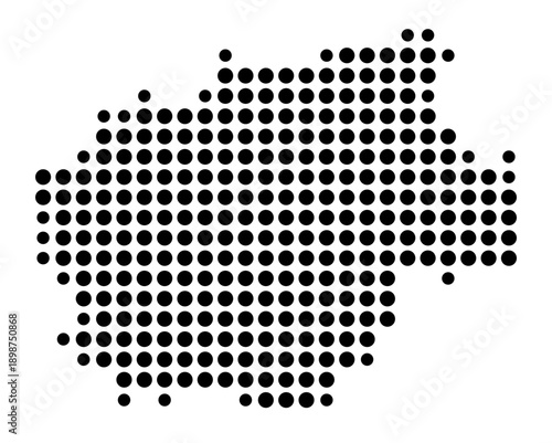 Symbol Map of the Kreisfreie Stadt Bochum (Nordrhein-Westfalen, Germany) showing the county with a pattern of just a few black dots