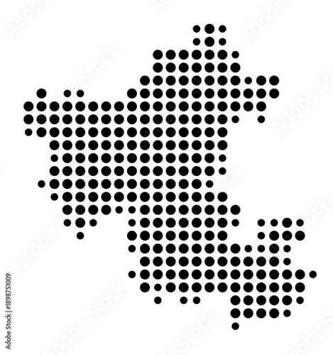 Symbol Map of the Kreis Ennepe-Ruhr-Kreis (Nordrhein-Westfalen, Germany) showing the county with a pattern of just a few black dots