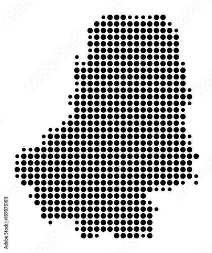Symbol Map of the Kreis Maerkischer Kreis (Nordrhein-Westfalen, Germany) showing the county with a pattern of just a few black dots
