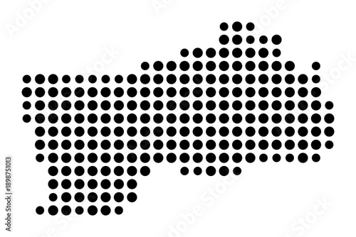 Symbol Map of the Kreisfreie Stadt Herne (Nordrhein-Westfalen, Germany) showing the county with a pattern of just a few black dots
