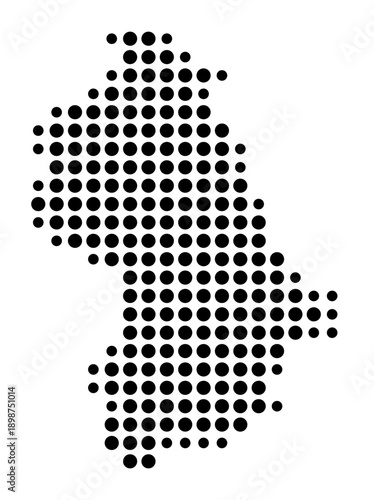 Symbol Map of the Kreisfreie Stadt Oberhausen (Nordrhein-Westfalen, Germany) showing the county with a pattern of just a few black dots