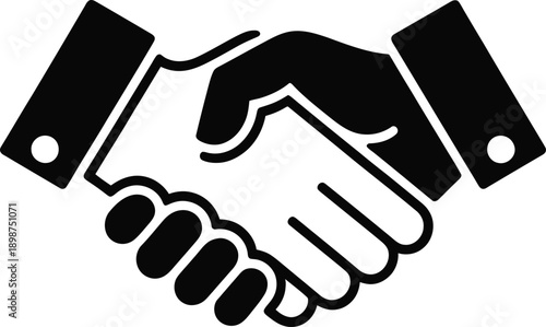 Business Handshake Icon Symbolizing Partnership, Agreement, Trust and Professional Collaboration in Modern Minimal Vector Style