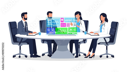 Healthcare Professionals: Collaboration in a Medical Setting, as they come together to engage in discussion, exchange ideas, and share knowledge about innovative and groundbreaking technologies