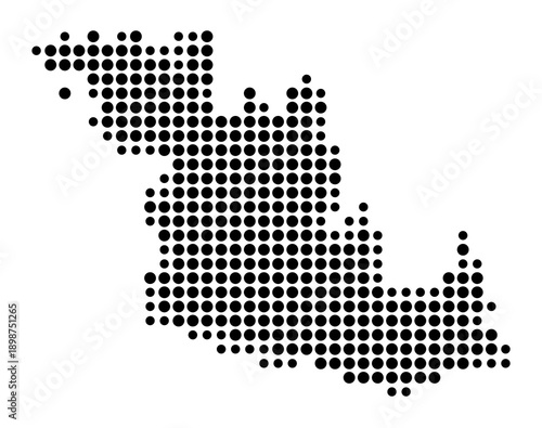 Symbol Map of the Landkreis Main-Tauber-Kreis (Baden-Wuerttemberg, Germany) showing the county with a pattern of just a few black dots