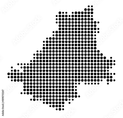 Symbol Map of the Landkreis Schwaebisch Hall (Baden-Wuerttemberg, Germany) showing the county with a pattern of just a few black dots