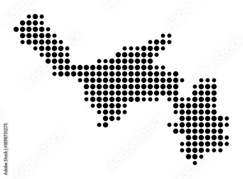 Symbol Map of the Landkreis Mainz-Bingen (Rheinland-Pfalz, Germany) showing the county with a pattern of just a few black dots